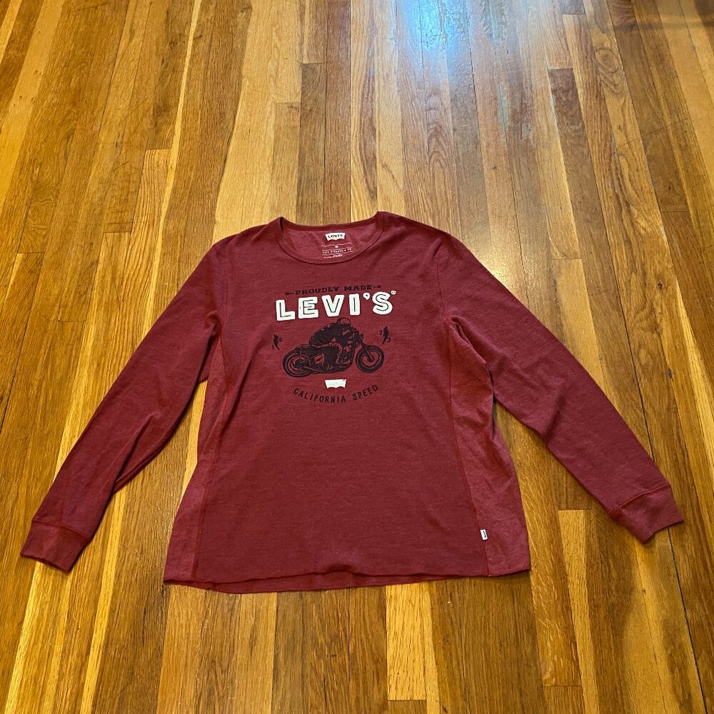 Men's Levi's Red L/S Thermal Graphic Shirt Size XXL